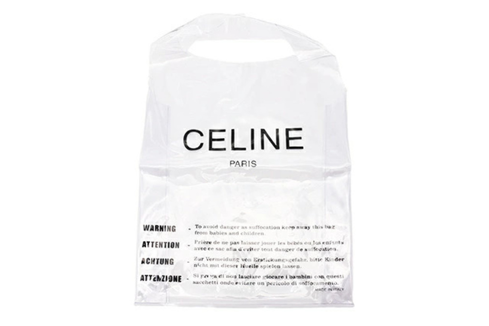 Celine Tote Bag Vinyl Clear Clutch Leather Solo Black